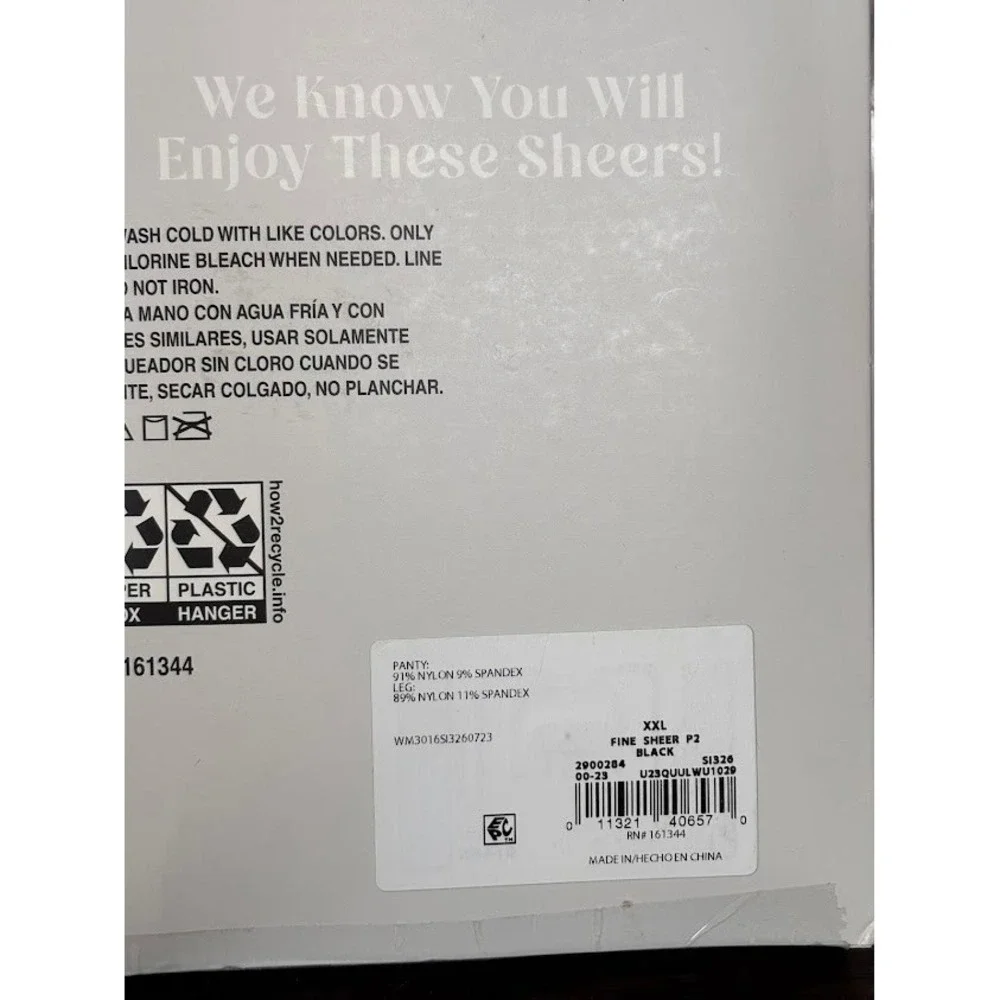 Silk Impressions 3pk 2pr Ultra Fine Sheer Pantyhose XXL Black High Waist Tights